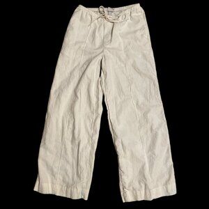 A NEW DAY || High-rise Wide Leg Linen Rayon Drawstring White Pants - Size S